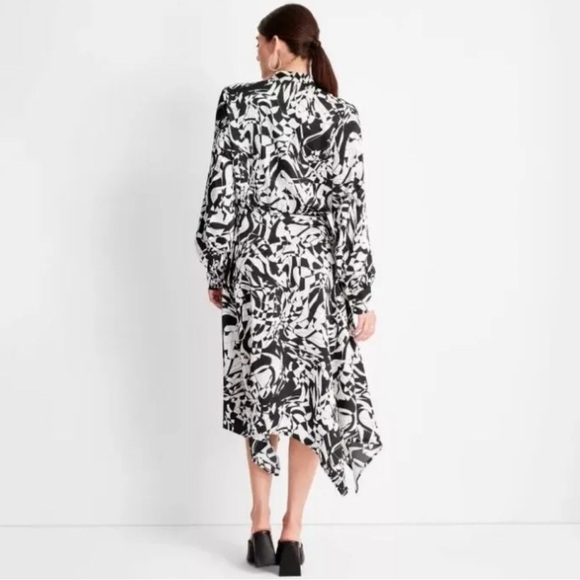 New Future Collective with Kahlana Barfield Brown asymmetrical a-line dress S - Picture 10 of 10